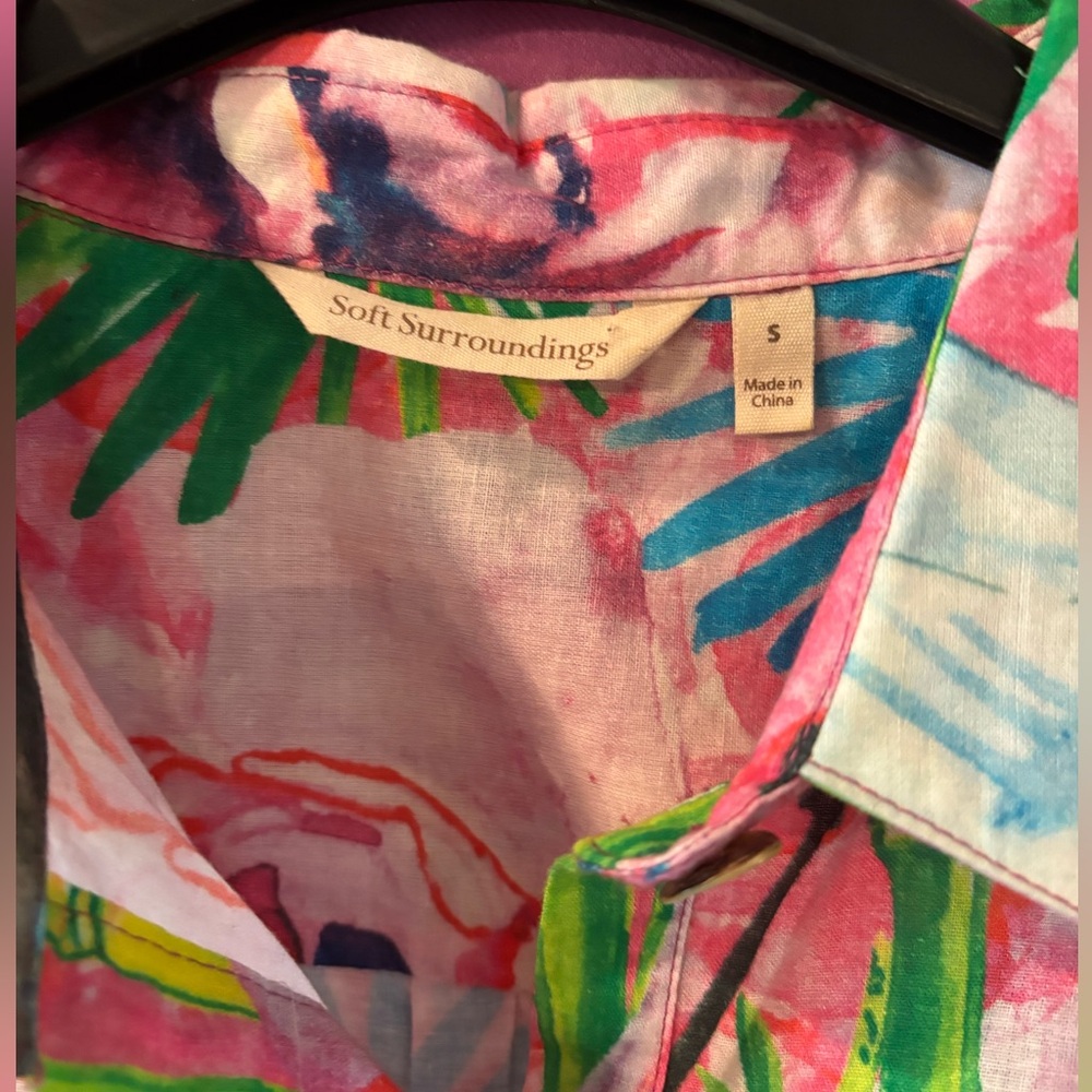 Soft Surroundings Multicolor Floral Button-Down Shirt Size S - Picture 2 of 8
